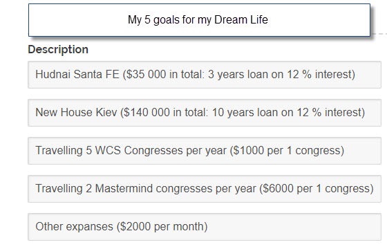5 GOALS for my dream-life