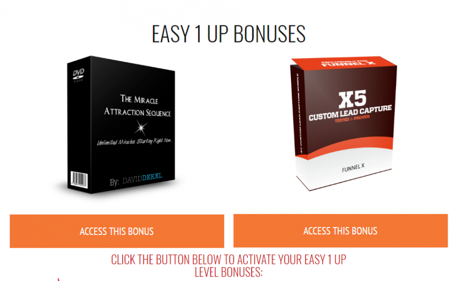 After registering and integration of your new Easy 1UP account into your Funnel X ROI Funnel you will get access to special bonuses